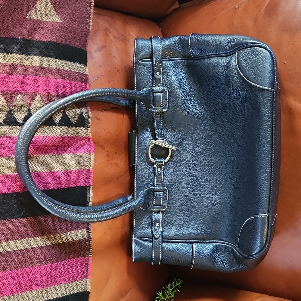 Navy blue leather purse